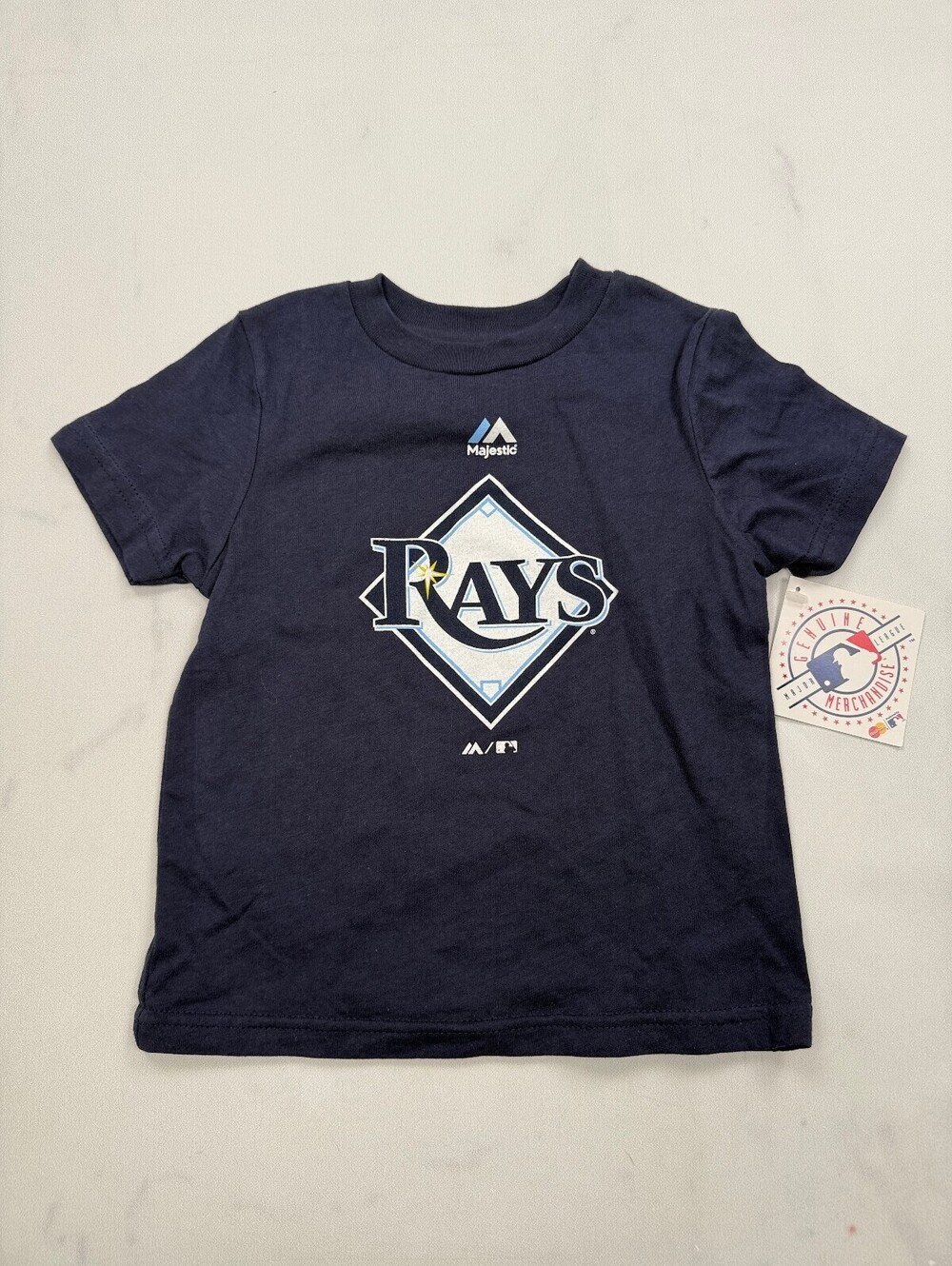 Majestic Tampa Bay Rays T Shirt Navy 2010s Graphic Tee - Boys 24M